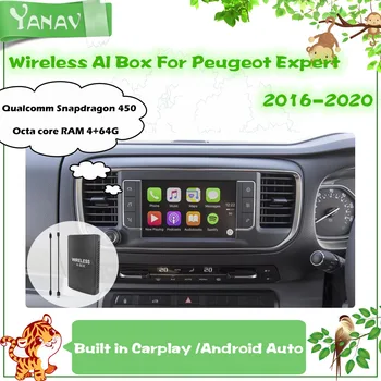  Qualcomm Android Traadita AI Kast Peugeot Expert 2016-2020 CarPlay Plug and Play Smart Auto Kasti Google 'i YouTube' i Video Netlix