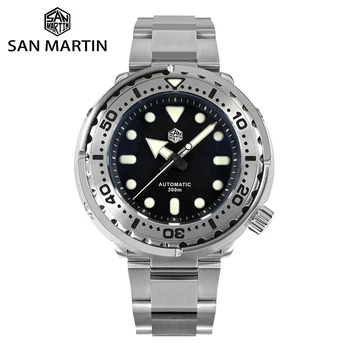  S-San Martin Tuuni Diver Watch 47mm NH36 Meeste Kellad Automaatne Mehaaniline Safiir Klaas 30 Baari Fluori Kummist Rihm Helendav