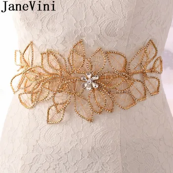  JaneVini Luxury Gold Crystal Pruudi Vööd ja Tiivad Rhinestone Beaded Pruut Pruutneitsi Värvel Lindi Vöö cinto novia 2020