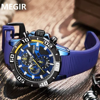  MEGIR Meeste Kellad Top Brändi Luksus Sport Chronograph Vaadata Silikoon Kvarts Sõjalise Kellad Kell Relogio Masculino Reloj Hombre