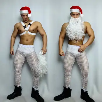  Jõulud Valge habe Cosplay Kostüümid Poole Teema Ds Riided Ööklubi Baar Mees Naine Etapp Näita Performance komplekt