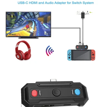  Nintendo Lüliti NS Lite Mini USB-C HDMI-ühilduvate Bluetooth-Audio-Saatja, Adapter, TV Lüliti funktsioon 2 Seadmed