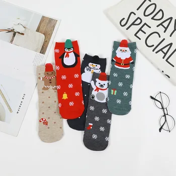  5 Paari Ins Jõulud Sokid Sügisel ja Talvel, Uus Lumehelves Christmas Cartoon Naiste Keskel reie Sokid Vabaaja Uus Aasta Sokid