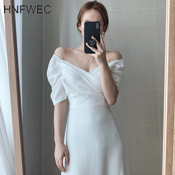  Korea Stiilis Naiste Kleit Suvel Uus 2020. aasta Värviga Daamid Kleit V-kaeluse Puhvis Varrukad Sifonki Naiste Riided T774