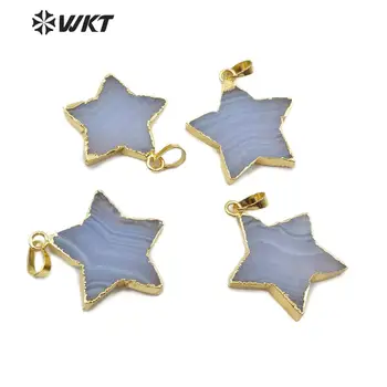  WT-P1448 WKT Kuld Bezel Sinine Väravad Star Kujuga Ripats Kaelakee Ripats Naiste Mood Kaelakee Ripats Ehted