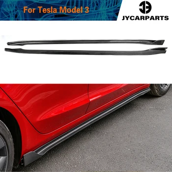  Süsinikkiust Pool Kaitseraua Laiend Seelik jaoks Tesla Model 3 Sedaan 4-Ukseline 2017 - 2020 Pool Seelikud Ukse Huule Kaitseraud Protector