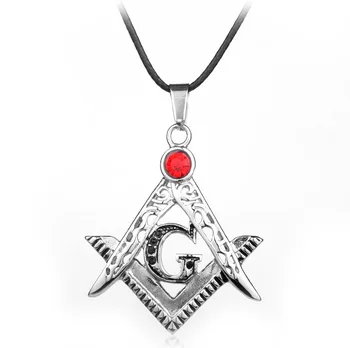  Ripats Kaelakee, Punane Kristall Inlay Titaan Masonic Kaelakee Freemason Ehted Meeste Ehted