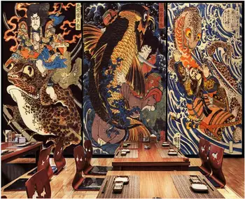  seina-raamat 3 d home decor kohandatud seinamaaling Retro Jaapani Ukiyo-e Monster Restoran taust foto tapeet, elutoas