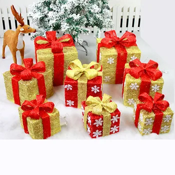  Jõulud Asjade Kaunistamiseks Väljas Chrismas Vööri Kingitus Paketi Väljas Raud Gift Box Set Partei Asjade Navidad Kaunistused