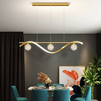  Kaasaegne Led-Lühter Black&Gold 100cm Rippus Lamp, Lühter Lamp Söögituba Köök elutuba Valgustid