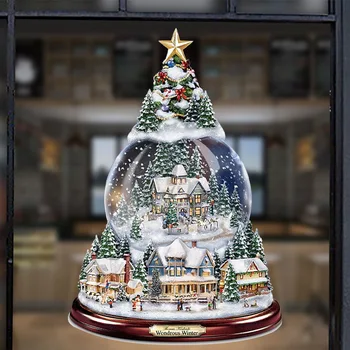  20x30cm Jõulud Aknas Kleebi Kleepsud Puu Pöörleva Skulptuur Rongi Kaunistused Kleebi jõulukaunistused Talvel Home Decor