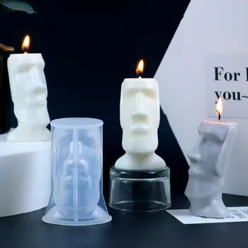  3D lihavõttesaar Küünal Silikoon Hallituse DIY Küünla valmistamiseks Põhjamaade Disain Nägu Küünal Silikoon Hallituse Abstraktne Nägu Seebiga Vaik Hallituse