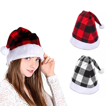  2022 Jõulukaunistused Jõulud Müts Punase-Musta Ruuduline Müts Täiskasvanute Müts Ühekihiline Palus Müts Jõulupidu Kingitus Jõulud Müts