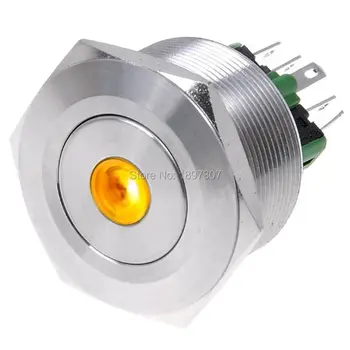  Kollane 24V Anti-Vandaal 25mm, Veekindel Dot LED Auto Lülitid / LED Surunupp-Lüliti Hetkeline 1NO1NC