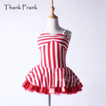  Tänan Frank Punane Triibuline Camisole Ballet Tutu Kleit Tüdrukud Täiskasvanud Mereväe Stiilis Backless Tantsu Kostüüm C361
