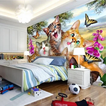  Armas kass tapeet Käsitsi Maalitud foto 3D tapeet Seinast, seinamaal Lapsed Tüdrukud magamistuba Pet shop elutoas Diivan ja TV taust