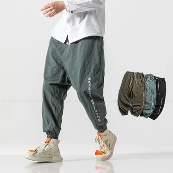  Meeste Fashion Streetwear Fitness Spordi-Vabaaja Haaremi Püksid Hiina Stiilis Kung Fu Põhjad Jaapani Harajuku Püksid Sweatpants