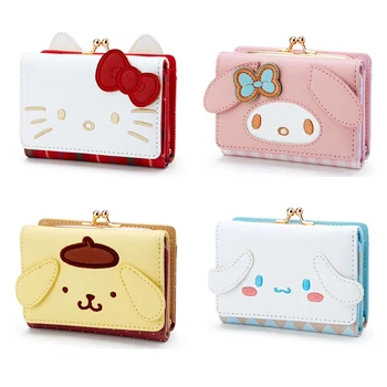  Kawaii Sanrio PU Vabaaja Lühikese Lukuga Rahakott Kaardi Lukk Kott Hello Kitty Nahast Clip Kott Jõulud Loominguline Sünnipäeva Kingitused