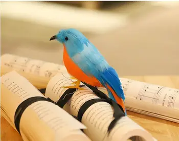  väike armas simulatsiooni sinine&oranž lind mudel polüetüleen&sulgedega lind käsitöö kingitus umbes 12cm s2957