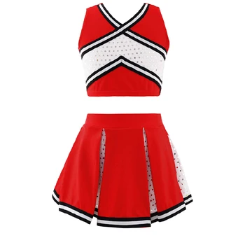 4-14Y Lapsed Tüdrukud Cheerleading Tants Riiete Komplekt Varrukateta Litrid Tank Crop Top, Seelik Kisakoori Riided Kostüüm Dancewear