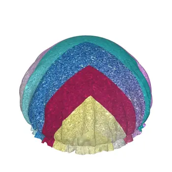  Geomeetriline Värvikas Glitter Topelt veekindel dušš mütsid Kohandatud dušš kork juuste ravi kuivatamine aksessuaarid naistele