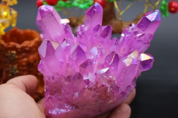  789g Lilla halo quartz crystal klastri tervendav võlukepp isendite