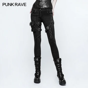  Punk rave Uus Naiste tihe must rock heavey metallist seksikas Punk Kõhn Jean püksid K295