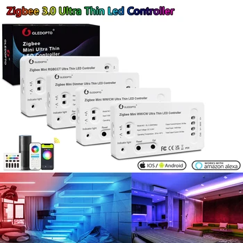  Ultra Õhuke Mini ZigBee 3.0 LED Kontroller DC5-24V 5050 RGB RGBW RGBCCT LED Riba RF-Kaugjuhtimispult Tuya/SmartThings