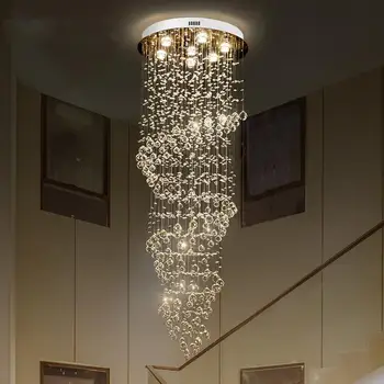  Kristall lühter kaasaegne lihtne spiraal loominguline duplex trepikoda pikk lühter Hotel Villa lamp