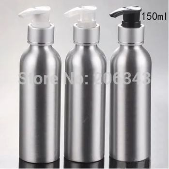  100tk 150ml Alumiiniumist pudel hõbe vajutage pumba õli/essence/kreem/emulsioon/šampoon kosmeetika pakkimine
