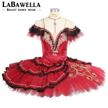  Must punane Don Quijote Ballett Konkurentsi kostüümid täiskasvanutele Professionaalne Ballett hästi tihe võrgu sarnane kangas BT2058