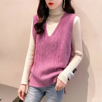  Naiste 2020. aasta Kevadel, Sügisel Uus Mood Tahke Alussärgid, Silmkoelised Naiste korea Stiilis Lahtine V-kaeluse Kampsunid Daamid Vintage Pulloverid Z106