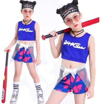  2021 Hip-Hop Kostüümid Tüdrukute Laste Jazz Tantsu Kostüüm Lapsed Cheerleading Street Tantsu Laps Etapi Näidata Riided Kanda