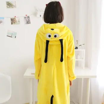  Uute Täiskasvanud Loomade Pidžaama Cartoon Sleepwear Koer Pidžaama Komplekti Anime Kigurumi Naised Meeste Soe Flanell Kapuutsiga