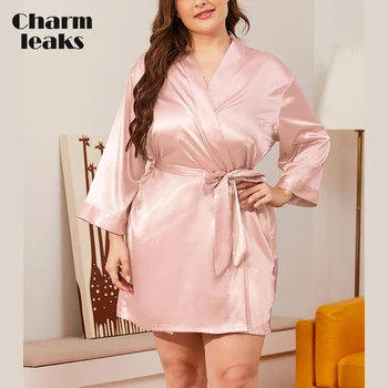  Charmleaks Naiste Ühes Tükis Kaste Kleit Pluss Suurus Nightdress Siidine Nightgowns Suvel Jää Siidist Hommikumantel V-Kaeluse Pidžaama Seksikas