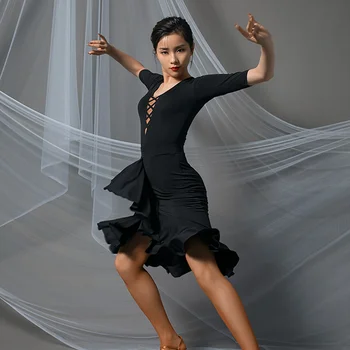  2020 ladina Tantsu Kleit Naiste Lotus ladina Tantsu Seelik jaoks Tantsusaal Tango Samba Chacha kõhutantsu Performamnce laos