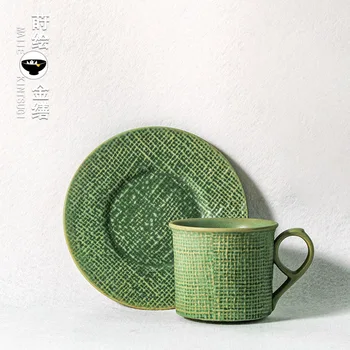  Jaapani jäme keraamika käsitöö kohvi tass ja alustass pärastlõunane tee set väike peen kontsentreeritud latte kohvi tassi kass kruus