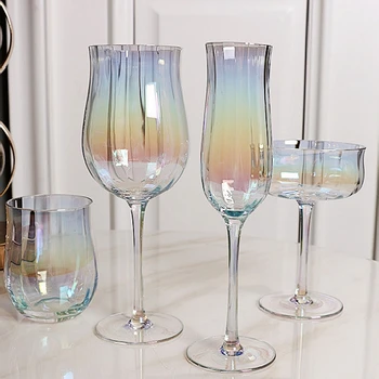  Värvikas Tulbid Veini Klaase Cup Vertikaalne Triip Crystal Pokaalilaadse Šampanja Vee Joomine Pulmapidu Baar Kodus Drinkware