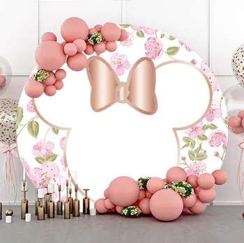  Disney Ümar Kuju Taustaks Minnie Mickey Mouse Teema Poole Diamete 100cm Taust Baby Shower Kaunistused Sünnipäeva Seina