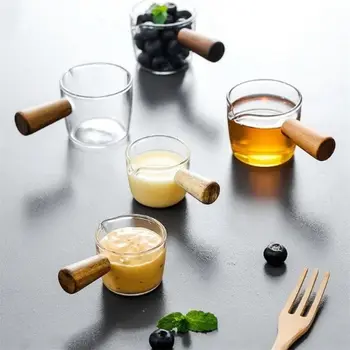  Mini Piima Tass Käepide Klaas Kaste Multi-funktsionaalne Maitse Tassi Kohvi Äädikas Suupiste Plaat Lauanõud Käsitsi juhtida Kaste Roog