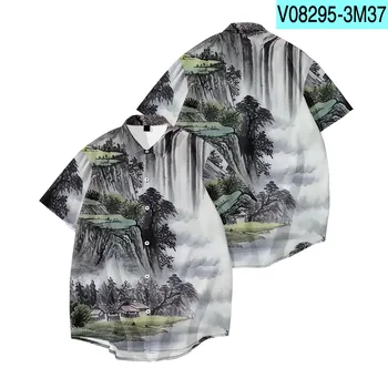  Mood Trükitud Suvel Meeste Havai Särk, Lühikesed Varrukad Streetwear Stiilne Pluus Beach Camisas S-6XL