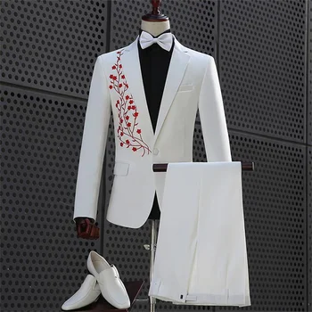  Koori bleiser meeste riietumisstiil viimane mantel pant kujunduse abielu ülikond meestele valge kostüüm laulja etapp pulm kostüümid meeste