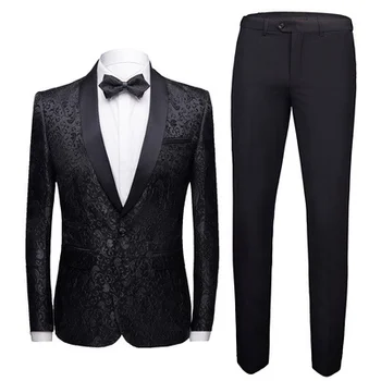  2023 (Jope +Püksid) kevadel Kõrge kvaliteediga Klassikaline must Meeste vabaaja äri ülikonnad, Meeste Tikandid sobib pulm kleit, ülikond meestele