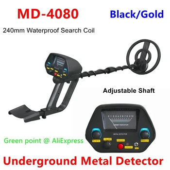  Must / Kuld MD - 4080 Kaasaskantav Underground Metal Detector Osuti Kuld Detektor Treasure Hunter Detektor Veekindel Search Coil
