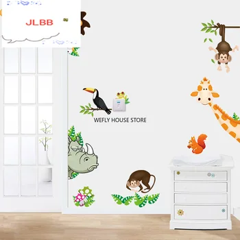  Kaelkirjak loomaaed Ahv, Lõvi Cartoon seina kleebis lapsed toas home decor DIY kunst taust kleebised kaunistused armas loom kleebised
