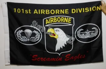  Must Armee 101st Airborne Division Screamin Kotkaste Lipu kuum müü kaupu 3X5FT 150X90CM Banner messing metallist augud