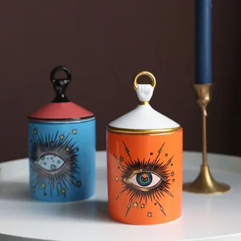  Big Eye Jar tähistaeva Viiruk Küünal Omanik Käega Kaane Aroomiteraapia Küünla Jar Käsitöö Candleabra Kodu Kaunistamiseks
