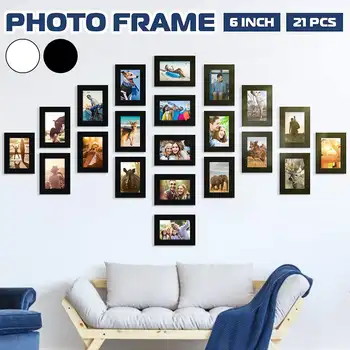  11pcs Pilt Photo Frame Set DIY Eemaldatav Seina Seinamaaling Must Valge Värv Fotod Raamid Kleebis Decal elutuba Home Decor