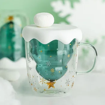  Romantiline 3D Läbipaistev Topelt Anti-Põletushaavu Klaas Jõulupuu Star Tass Kohvi Tassi Piima-Mahla Tass Laste Jõulud Kingitus