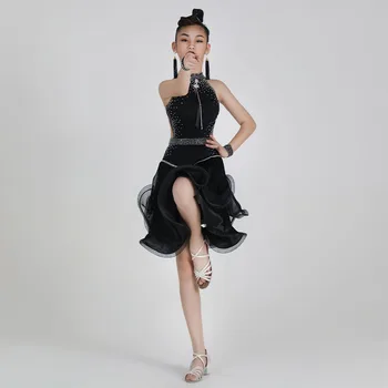  Uus Ladina Tantsu Kleit Seelik Konkurentsi Dress Kostüümid Must Seksikas Backless Sooritades Kleidid Täiskasvanute Ja Laste Saate Kohandada
